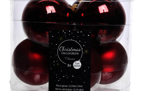 Boule en verre 7 cm (Brillant - Mat) (Paquet de 8) Bourgogne