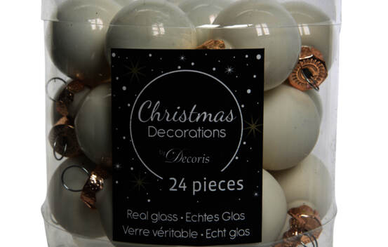 Boule en verre 2,5 cm (Brillant - Mat) (Paquet de 24) Blanc laine