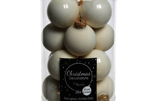 Boule en verre 3,5 cm (Brillant - Mat) (Paquet de 16) Blanc laine