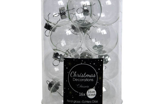 Boule en verre 3,5 cm (Paquet de 16) Transparent