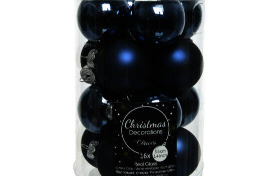 Boule en verre 3,5 cm (Brillant - Mat) (Paquet de 16) Bleu nuit