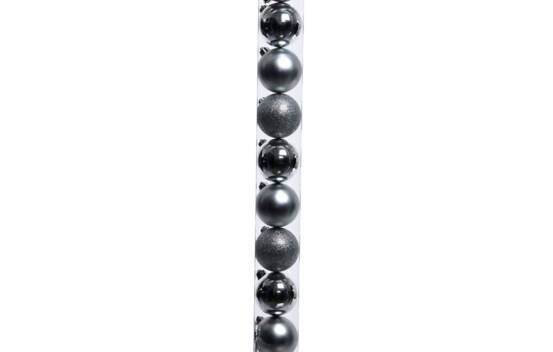 Boule en plastique 6 cm (Brillant - Mat - Paillettes) (Paquet de 10) Argent