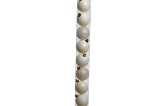 Boule en plastique 6 cm (Brillant - Mat - Paillettes) (Paquet de 10) Blanc laine