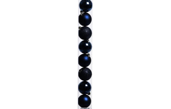 Boule en plastique 6 cm (Brillant - Mat - Paillettes) (Paquet de 10) Bleu nuit