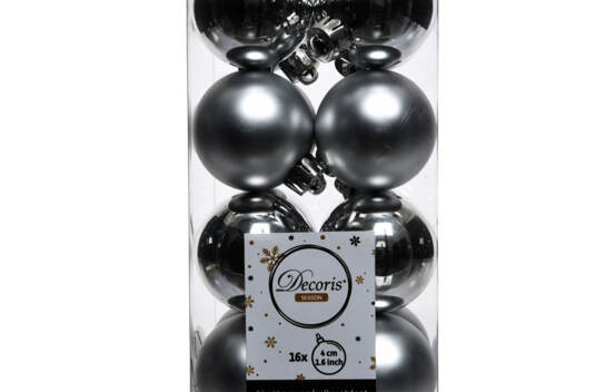 Boule en plastique 4 cm (Brillant - Mat) (Paquet de 16) Argent