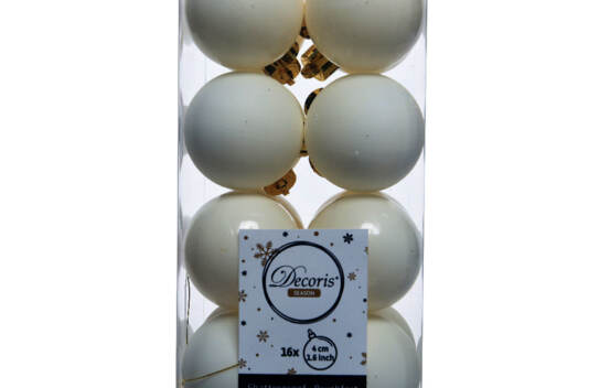 Boule en plastique 4 cm (Brillant - Mat) (Paquet de 16) Blanc laine