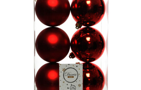 Boule en plastique 8 cm (Brillant - Mat) (Paquet de 6) Rouge No&euml;l