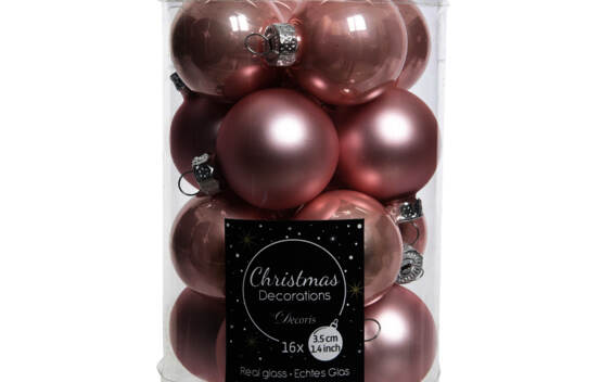 Boule en verre 3,5 cm (Brillant - Mat) (Paquet de 16) Rose tendre