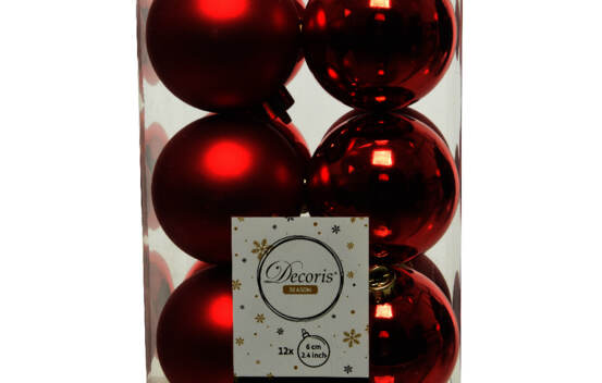 Boule en plastique 6 cm (Brillant - Mat) (Paquet de 12) Rouge No&euml;l