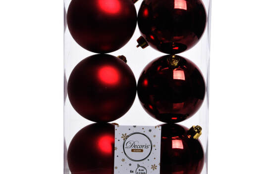 Boule en plastique 8 cm (Brillant - Mat) (Paquet de 6) Bordeaux