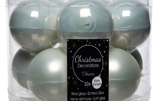 Boule en verre 6 cm (Brillant - Mat) (Paquet de 10) Blanc d'hiver