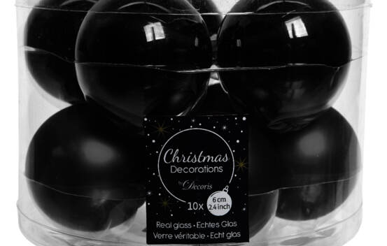 Boule en verre 6 cm (Brillant - Mat) (Paquet de 10) Noir