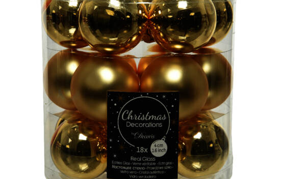 Boule en verre 4 cm (Brillant - Mat) (Paquet de 18) Or