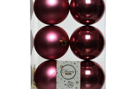 Boule en plastique 8 cm (Brillant - Mat) (Paquet de 6) Rose velours