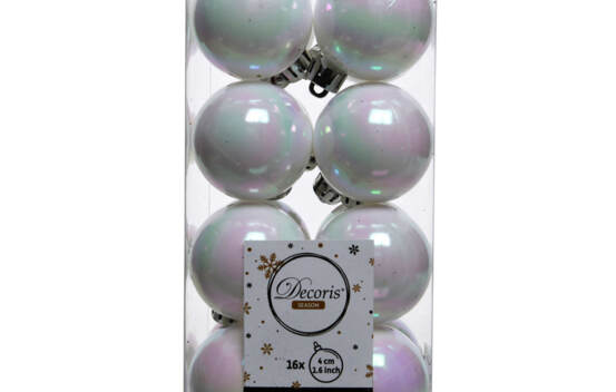 Boule en plastique 4 cm (Brillant) (Paquet de 16) Blanc iridescent