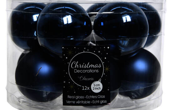 Boule en verre 5 cm (Mat) (Paquet de 12) Bleu nuit