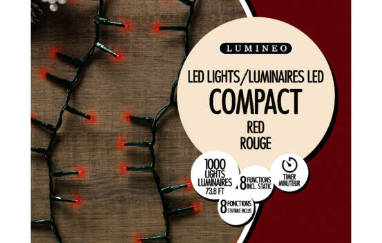 Lumi&egrave;res Ext&eacute;rieures DEL Micro 1000 lumi&egrave;res 74' Rouge avec fil vert