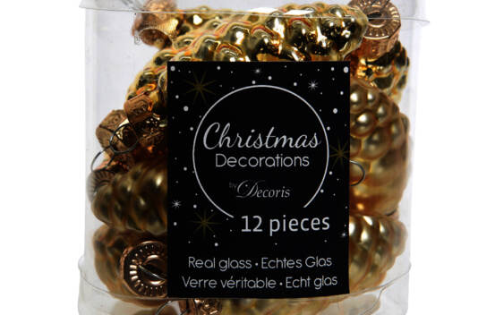 Boule de Pin en verre 2,5 cm X 6 cm (Brillant - Mat) (Paquet de 12) Or