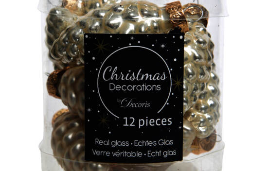 Boule de Pin en verre 2,5 cm X 6 cm (Brillant - Mat) (Paquet de 12) Perle