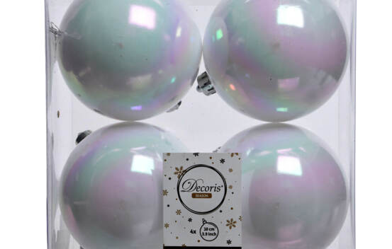 Boule en plastique 10 cm (Brillant - Mat) (Paquet de 4) Blanc Iris
