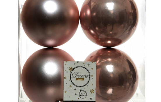 Boule en plastique 10 cm (Brillant - Mat) (Paquet de 4) Rose poudre
