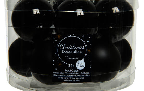 Boule en verre 5 cm (Mat) (Paquet de 12) Noir